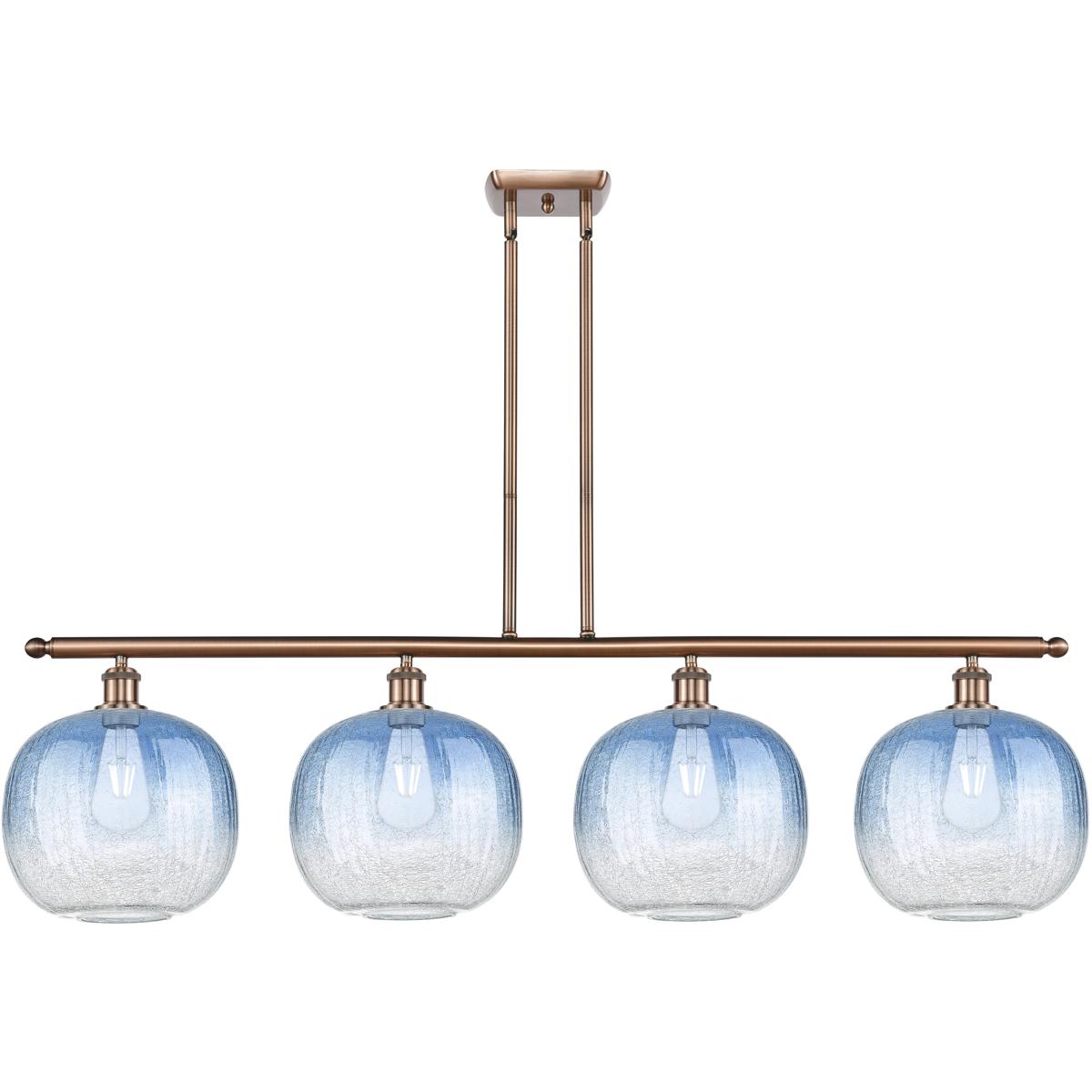 Innovations Lighting 516-4I-AC-G481-10SB Ballston Brookhaven Sphere Island Light Ceiling Light in Antique Copper, Sapphire Blue Glass