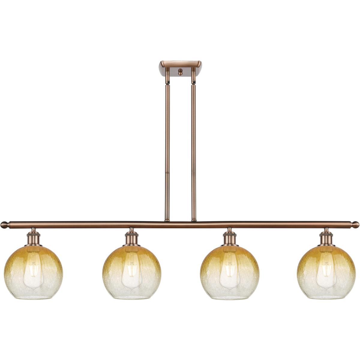 Innovations Lighting 516-4I-AC-G483-8AM Ballston Brookhaven Globe Island Light Ceiling Light in Antique Copper, Amber Glass
