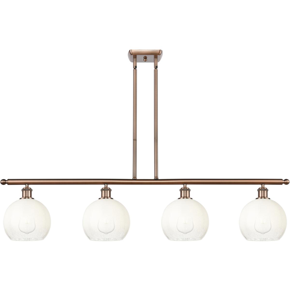 Innovations Lighting 516-4I-AC-G483-8OP Ballston Brookhaven Globe Island Light Ceiling Light in Antique Copper, Opal Glass