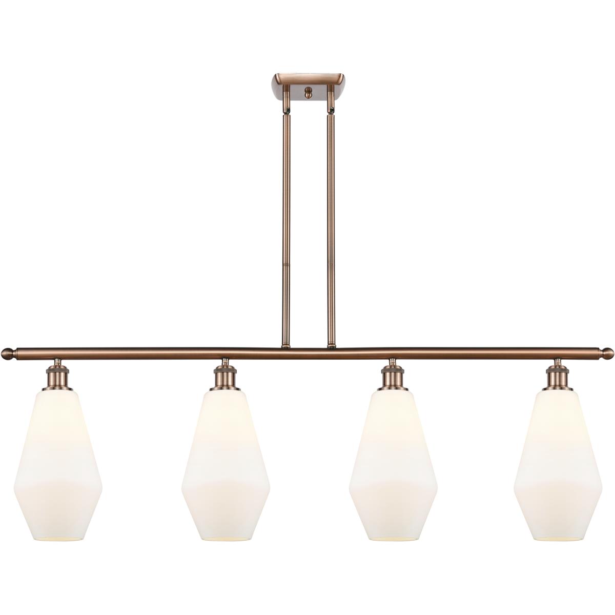 Innovations Lighting 516-4I-AC-G651-7 Ballston Cindyrella 4 Light 48 inch Antique Copper Island Light Ceiling Light in Incandescent, Matte White Glass