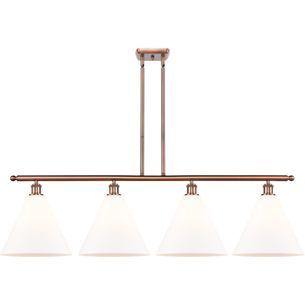 Innovations Lighting 516-4I-AC-GBC-121 Ballston Ballston Cone 4 Light 50 inch Antique Copper Island Light Ceiling Light in Matte White Glass