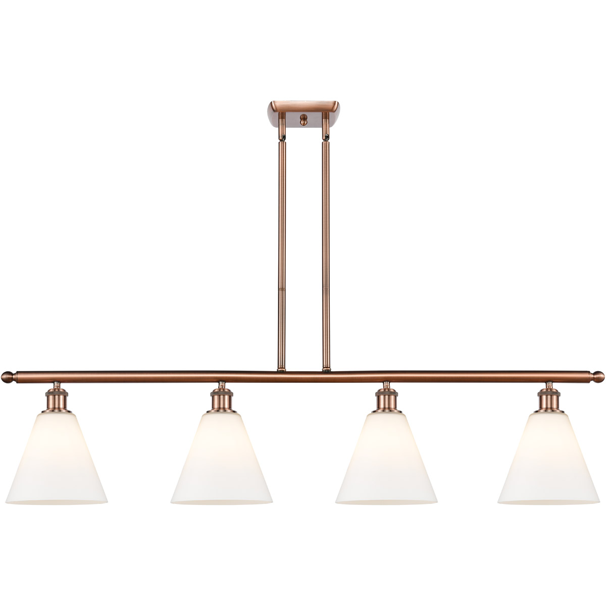 Innovations Lighting 516-4I-AC-GBC-81 Ballston Ballston Cone 4 Light 48 inch Antique Copper Island Light Ceiling Light in Matte White Glass