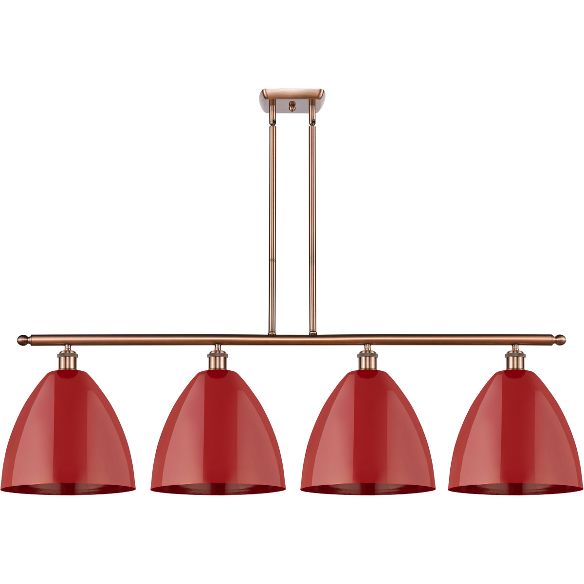 Innovations Lighting 516-4I-AC-MBD-12-RD Ballston Plymouth Dome 4 Light 50 inch Antique Copper Island Light Ceiling Light in Matte Red