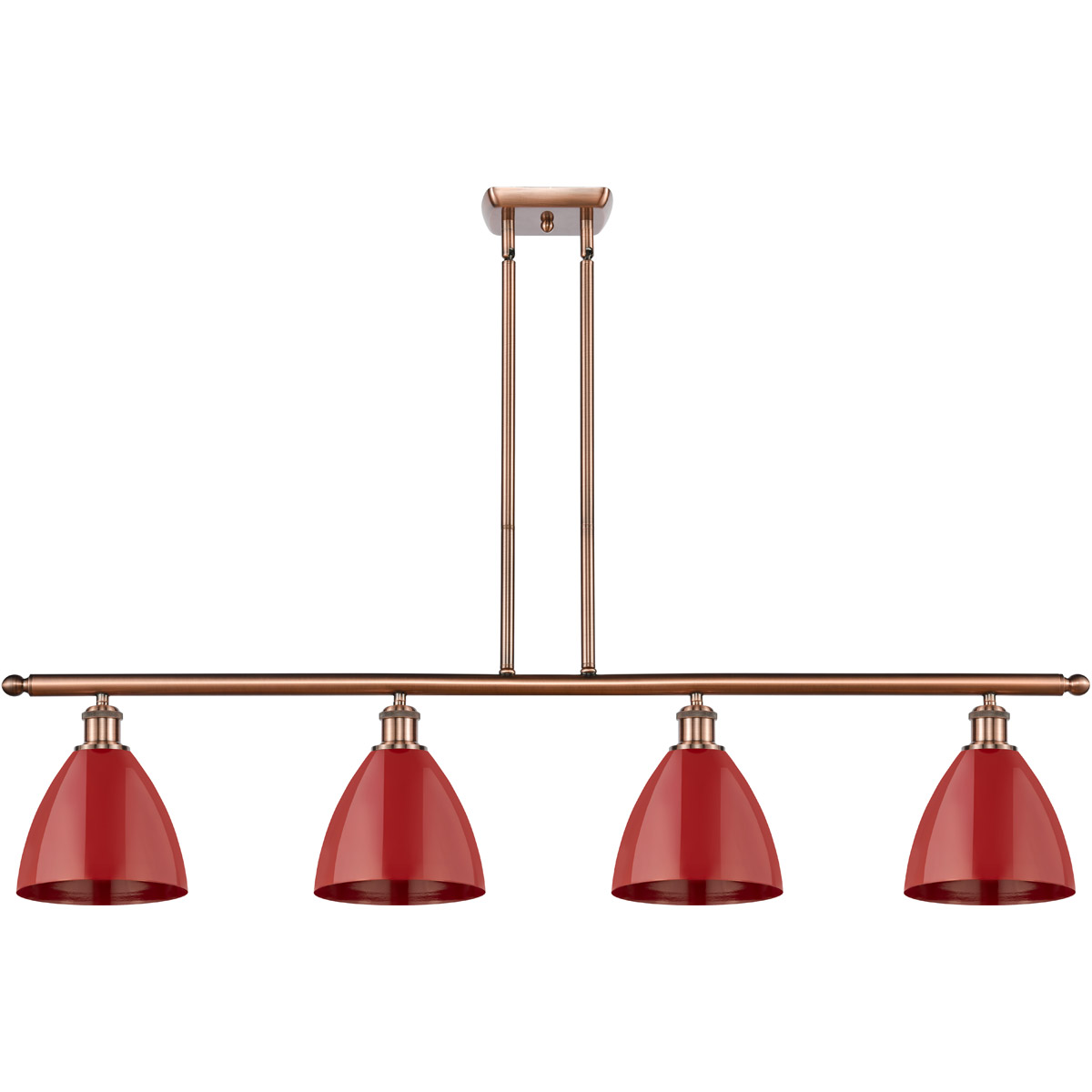 Innovations Lighting 516-4I-AC-MBD-75-RD Ballston Plymouth Dome 4 Light 48 inch Antique Copper Island Light Ceiling Light in Matte Red