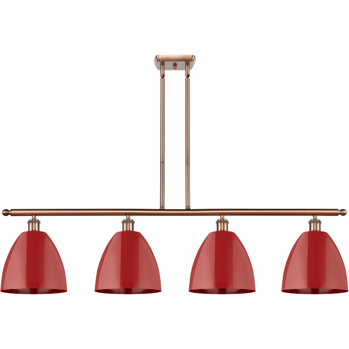 Innovations Lighting 516-4I-AC-MBD-9-RD Ballston Plymouth Dome 4 Light 48 inch Antique Copper Island Light Ceiling Light in Matte Red