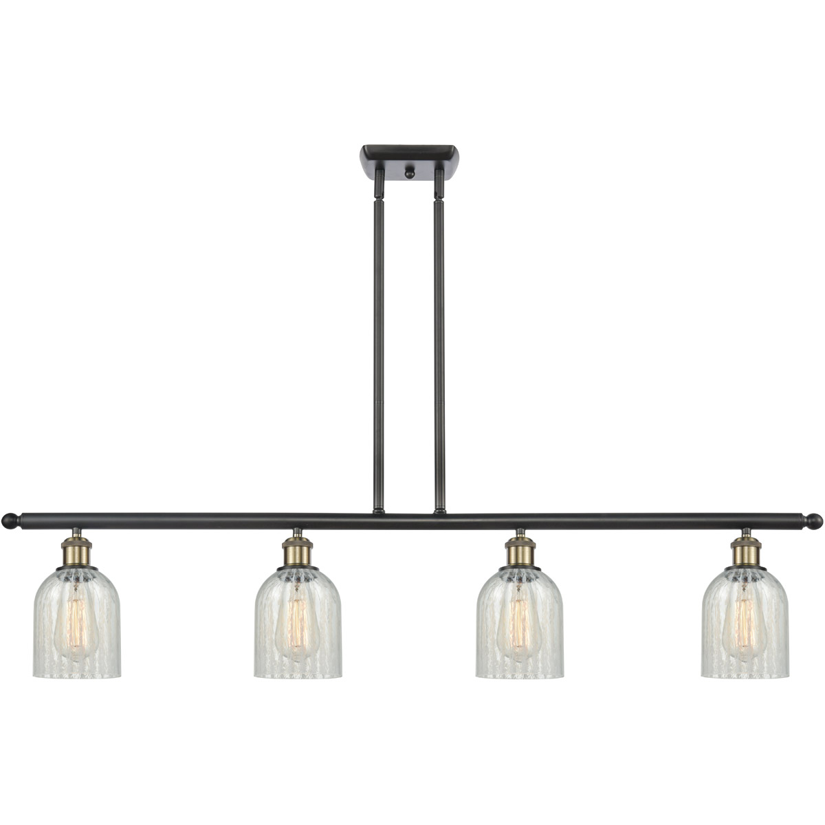 Innovations Lighting 516-4I-BAB-G2511-LED Ballston Caledonia LED 48 inch Black Antique Brass Island Light Ceiling Light in Mouchette Glass, Ballston