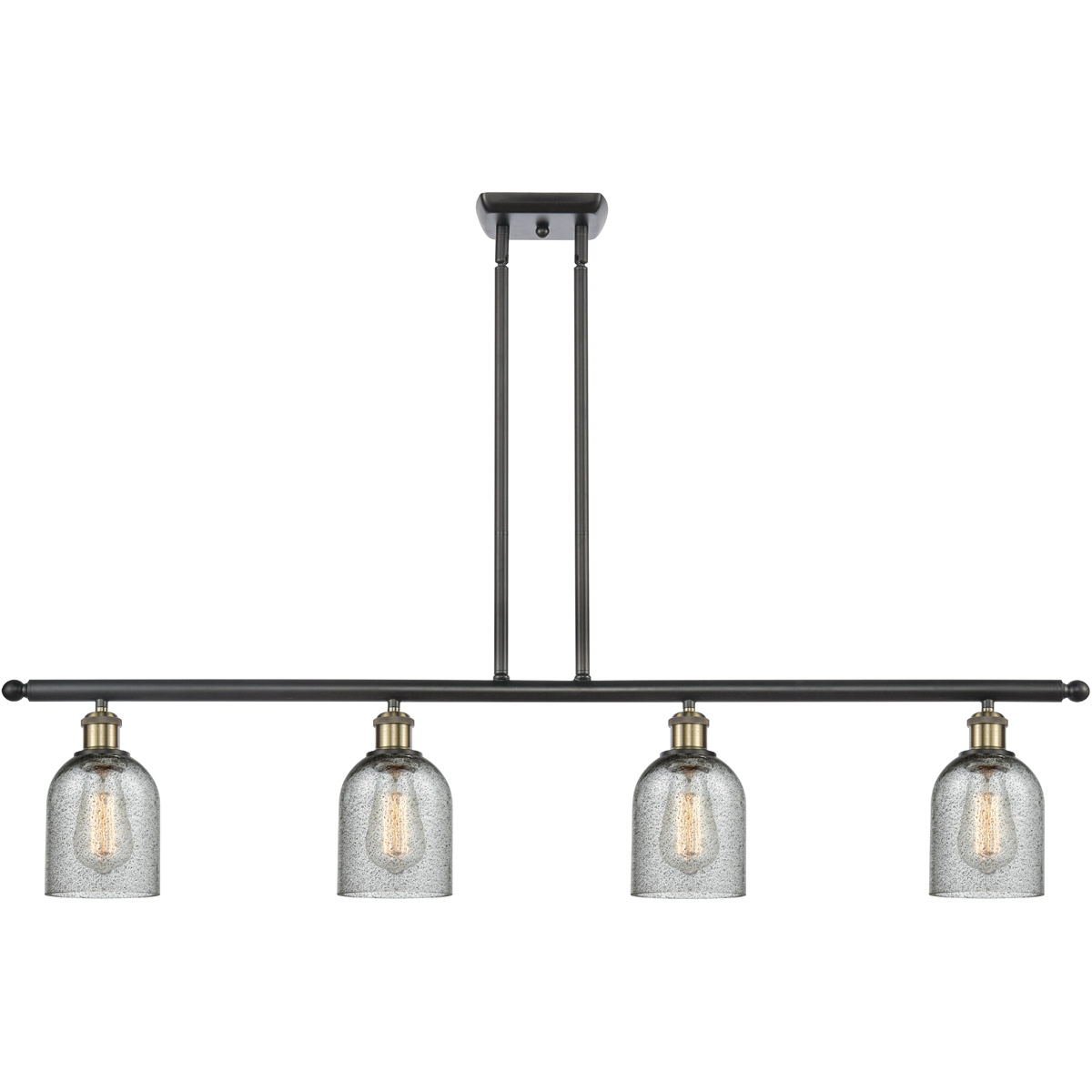 Innovations Lighting 516-4I-BAB-G257-LED Ballston Caledonia LED 48 inch Black Antique Brass Island Light Ceiling Light in Charcoal Glass, Ballston