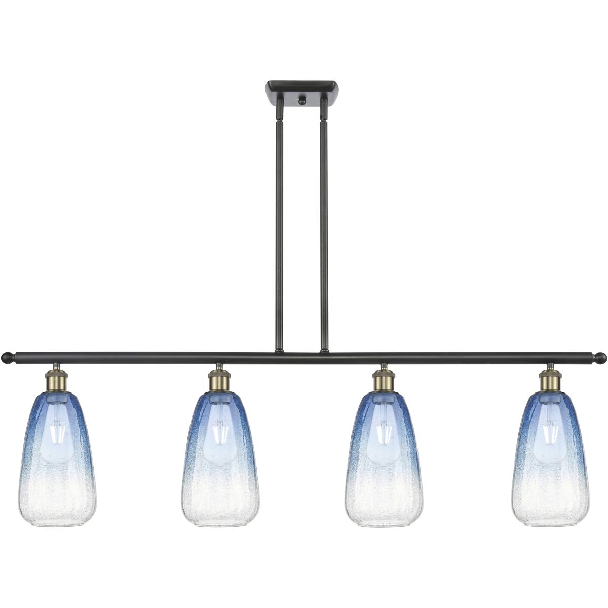 Innovations Lighting 516-4I-BAB-G480-6SB Ballston Brookhaven Almond Island Light Ceiling Light in Black Antique Brass, Sapphire Blue Glass
