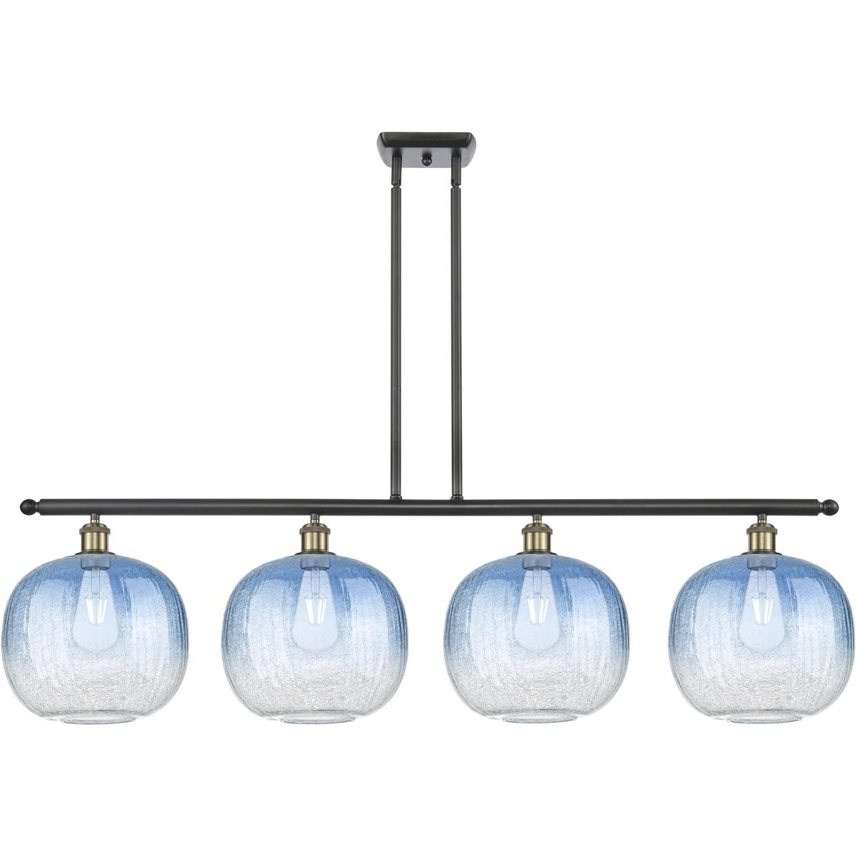 Innovations Lighting 516-4I-BAB-G481-10SB Ballston Brookhaven Sphere Island Light Ceiling Light in Black Antique Brass, Sapphire Blue Glass