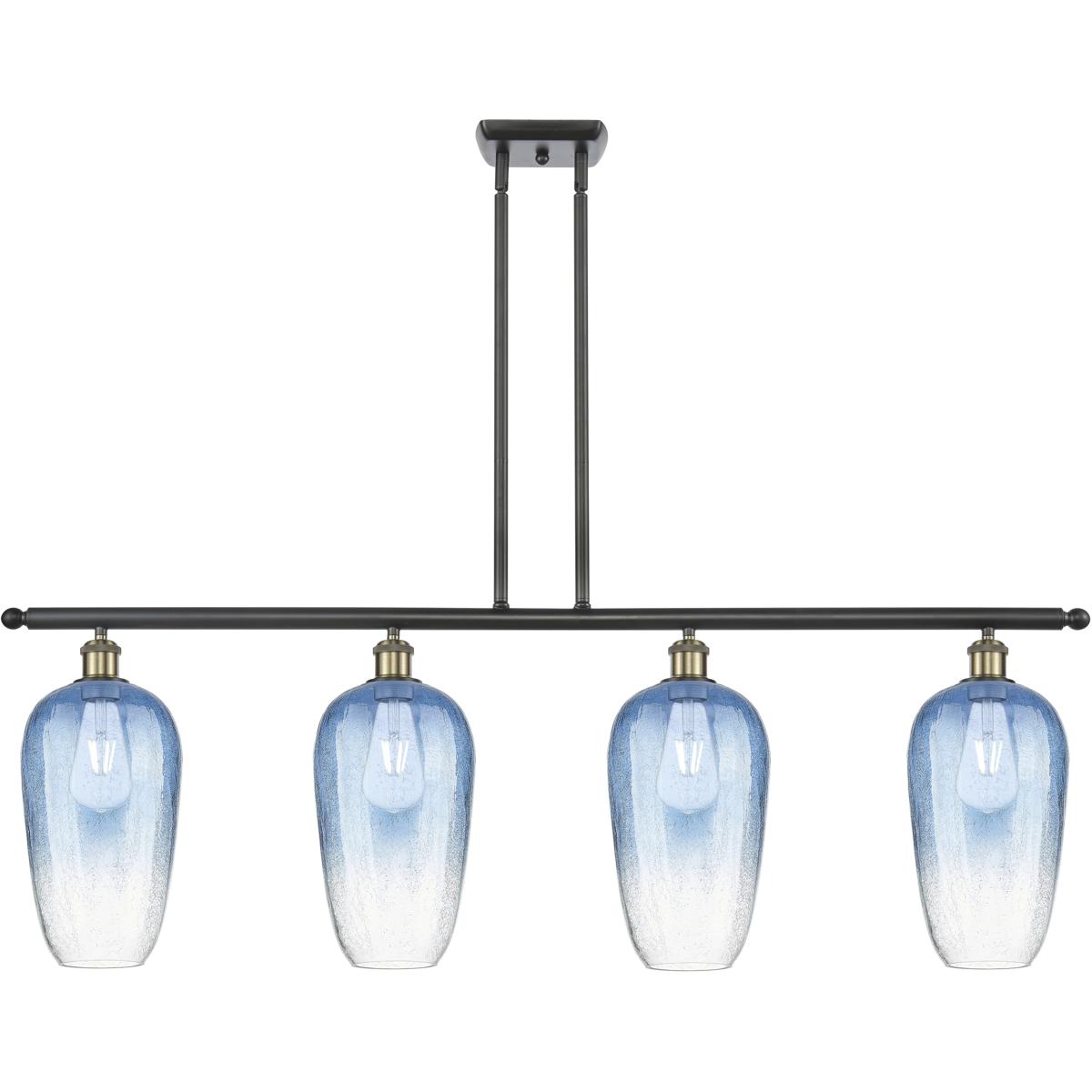 Innovations Lighting 516-4I-BAB-G484-7SB Ballston Brookhaven Flute Island Light Ceiling Light in Black Antique Brass, Sapphire Blue Glass