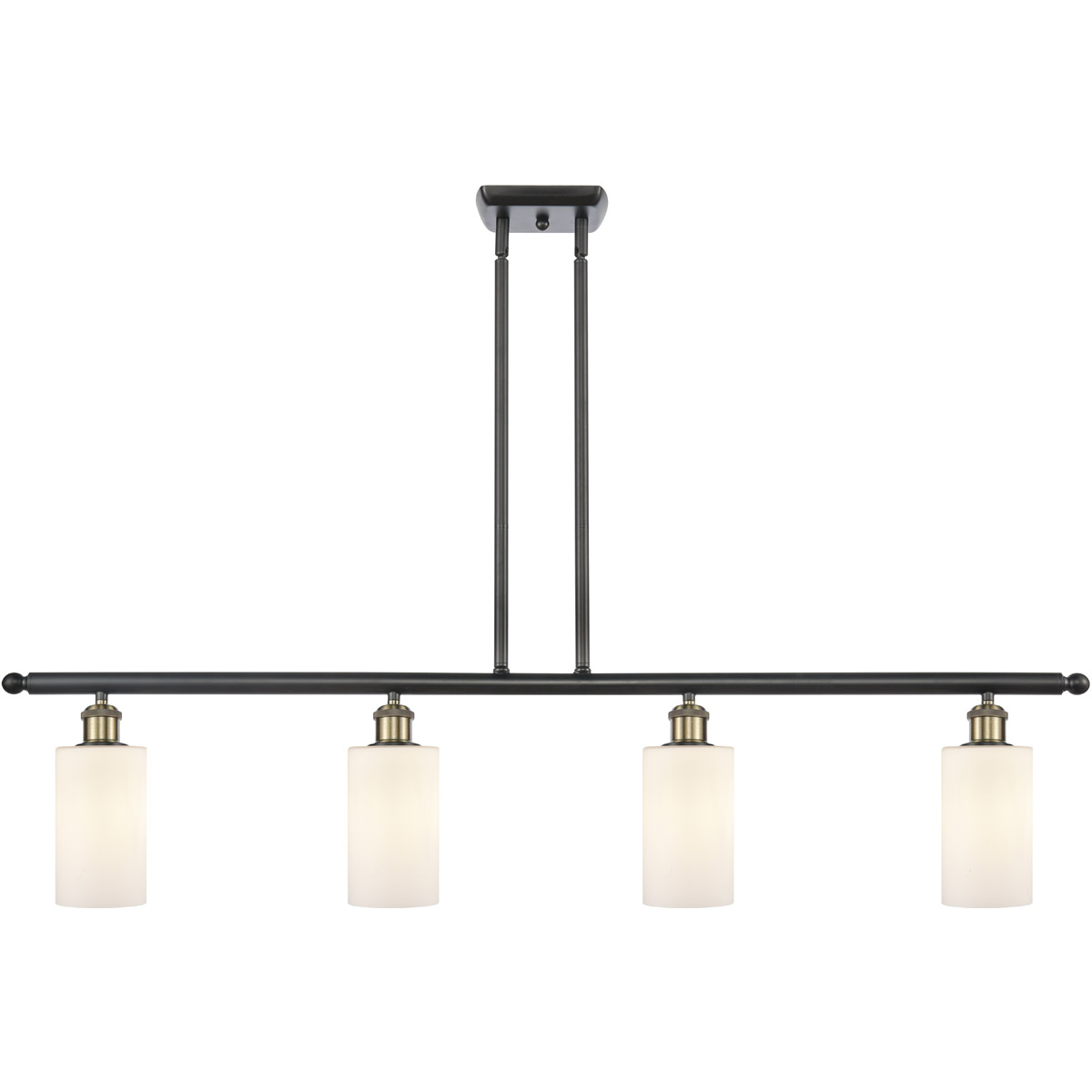 Innovations Lighting 516-4I-BAB-G801 Ballston Clymer 4 Light 48 inch Black Antique Brass Island Light Ceiling Light in Matte White Glass, Ballston