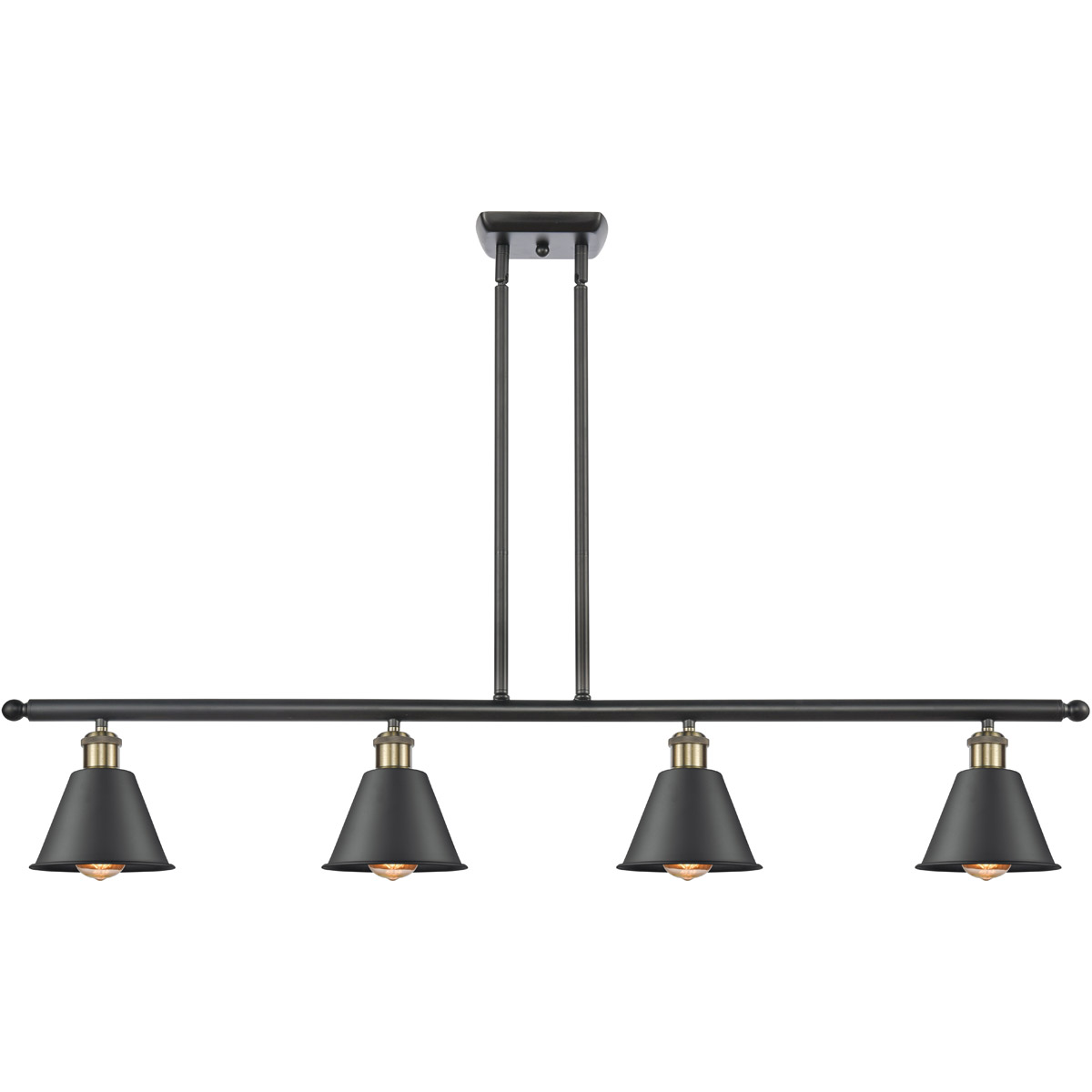 Innovations Lighting 516-4I-BAB-M8-LED Ballston Smithfield LED 48 inch Black Antique Brass Island Light Ceiling Light in Matte Black, Ballston
