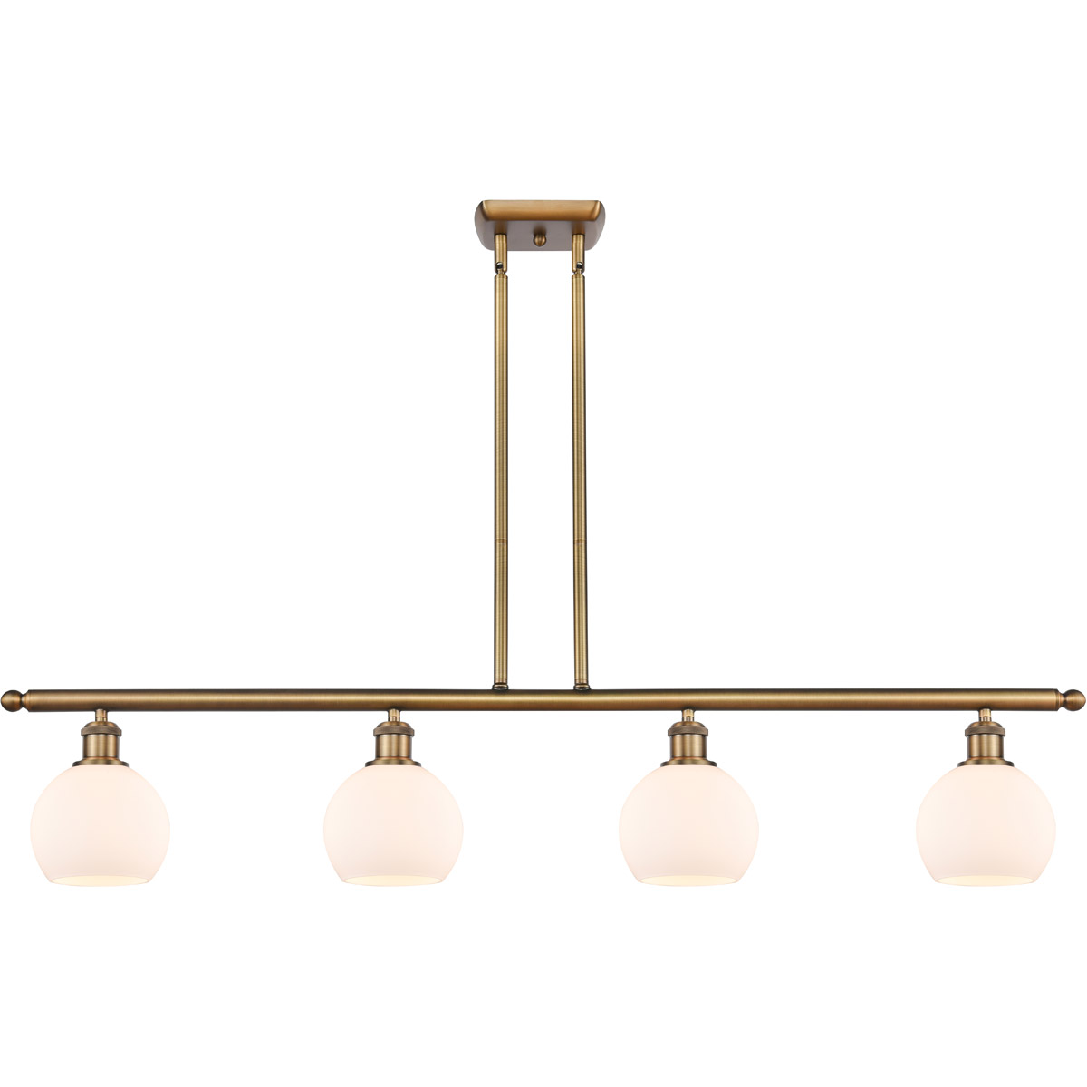 Innovations Lighting 516-4I-BB-G121-6 Ballston Athens 4 Light 48 inch Brushed Brass Island Light Ceiling Light in Matte White Glass