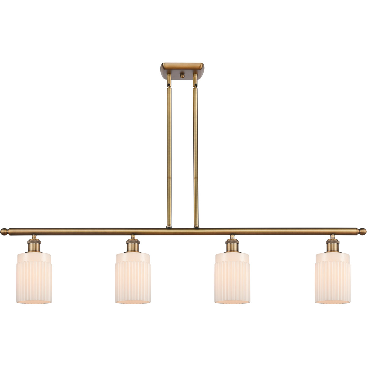Innovations Lighting 516-4I-BB-G341 Ballston Hadley 4 Light 48 inch Brushed Brass Island Light Ceiling Light in Matte White Glass, Ballston