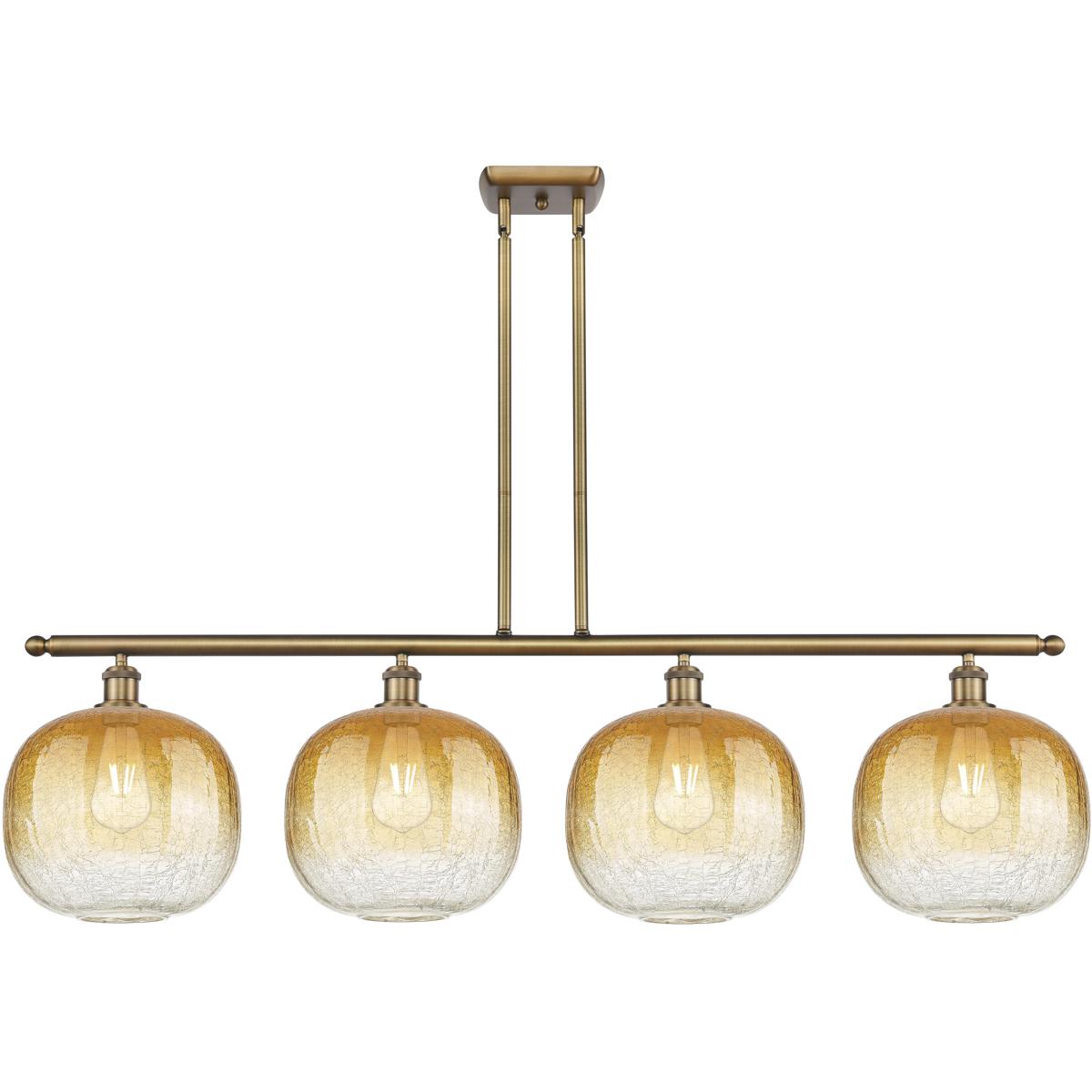 Innovations Lighting 516-4I-BB-G481-10AM Ballston Brookhaven Sphere Island Light Ceiling Light in Brushed Brass, Amber Glass