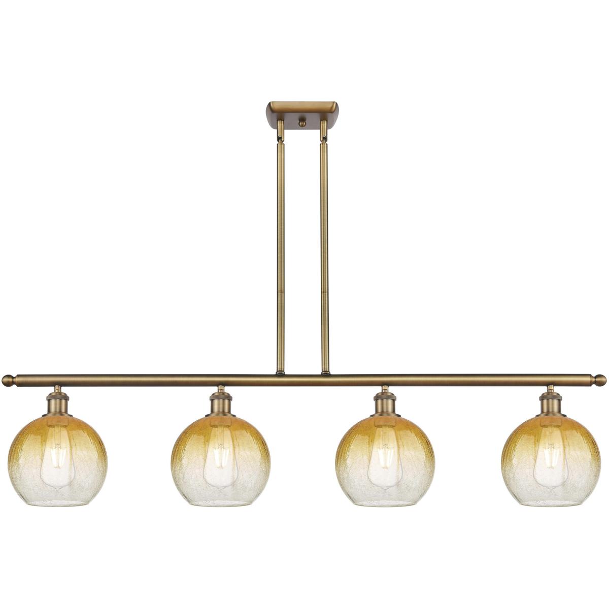 Innovations Lighting 516-4I-BB-G483-8AM Ballston Brookhaven Globe Island Light Ceiling Light in Brushed Brass, Amber Glass