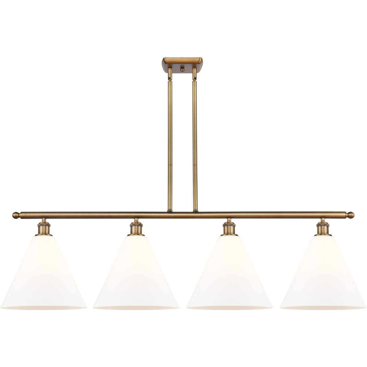Innovations Lighting 516-4I-BB-GBC-121 Ballston Ballston Cone 4 Light 50 inch Brushed Brass Island Light Ceiling Light in Matte White Glass