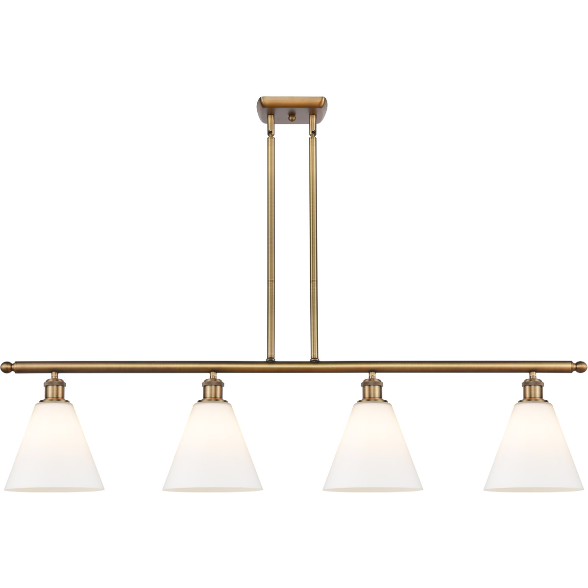 Innovations Lighting 516-4I-BB-GBC-81 Ballston Ballston Cone 4 Light 48 inch Brushed Brass Island Light Ceiling Light in Matte White Glass