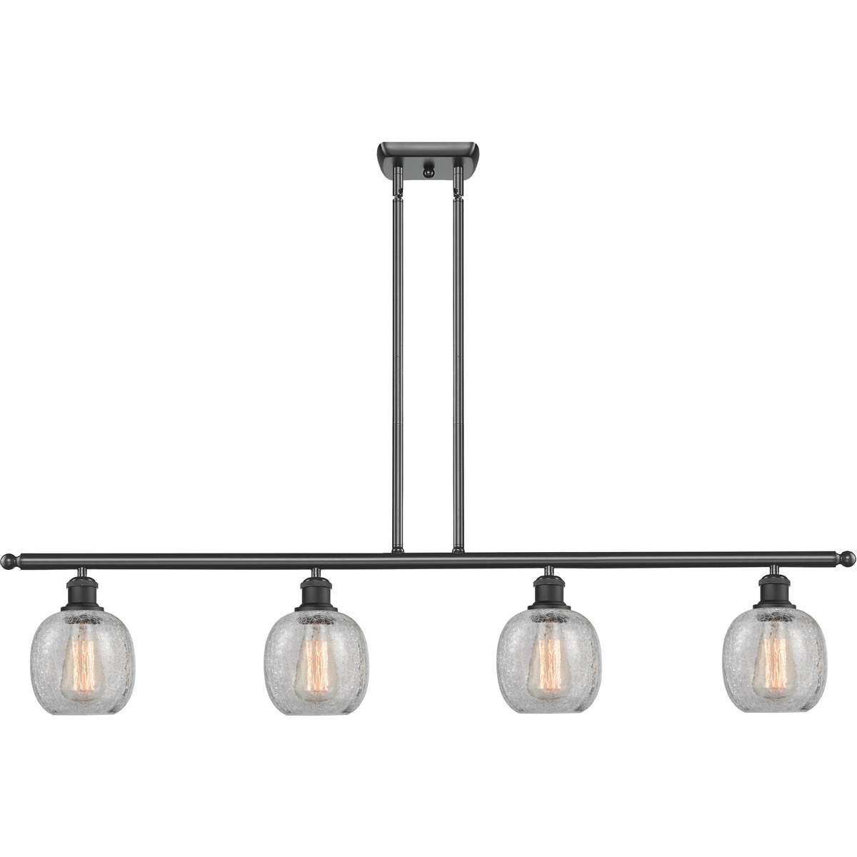 Innovations Lighting 516-4I-BK-G105-LED Ballston Belfast LED 48 inch Matte Black Island Light Ceiling Light in Clear Crackle Glass, Ballston