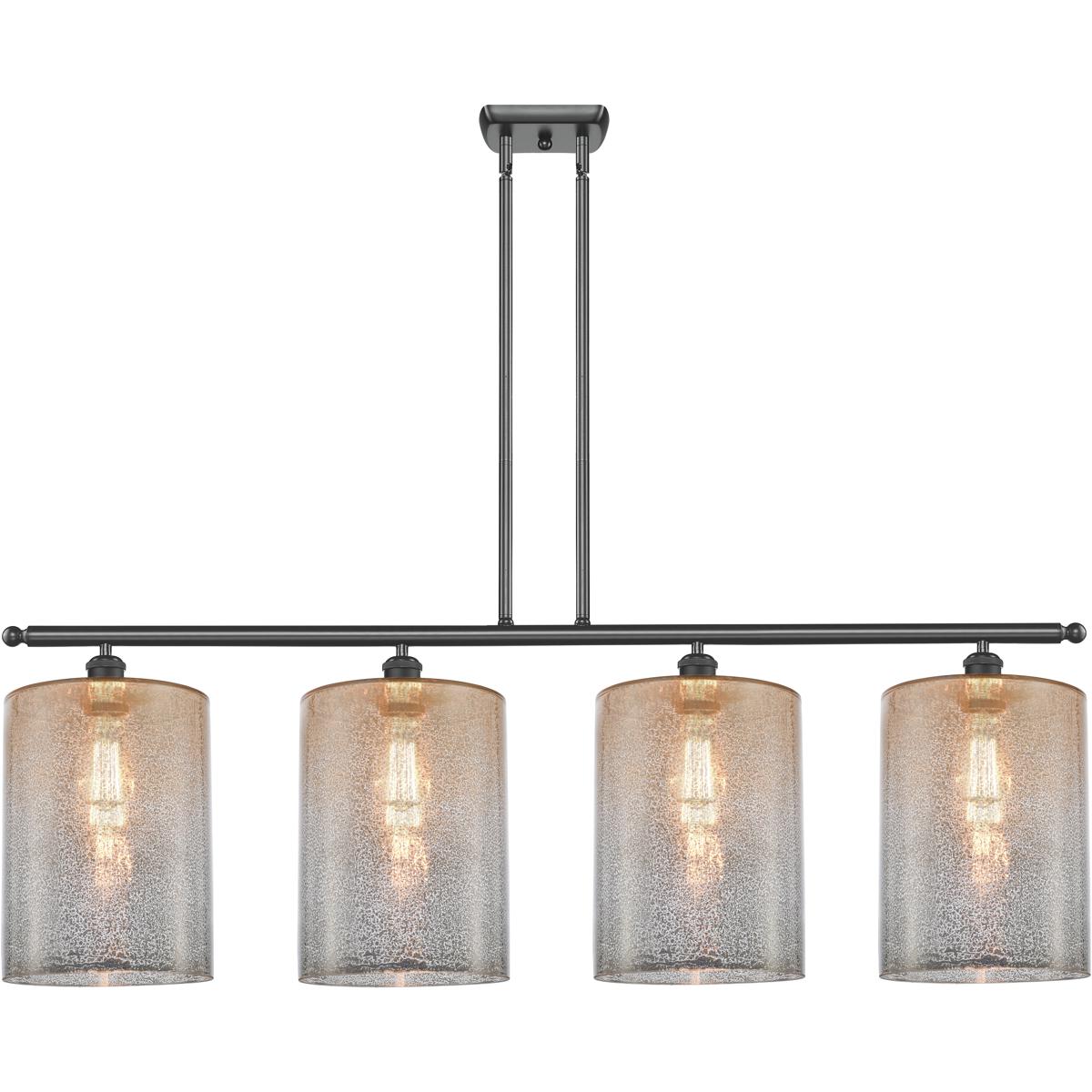 Innovations Lighting 516-4I-BK-G116-L Ballston Cobbleskill 4 Light 48 inch Matte Black Island Light Ceiling Light in Mercury Glass