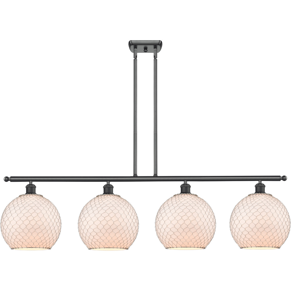 Innovations Lighting 516-4I-BK-G121-10CSN Ballston Large Farmhouse Chicken Wire 4 Light 48 inch Matte Black Island Light Ceiling Light, Ballston