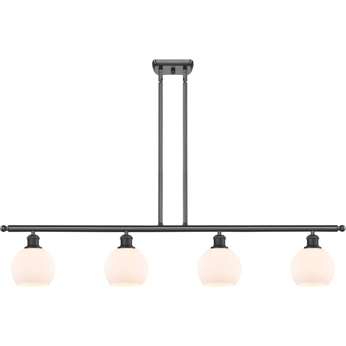 Innovations Lighting 516-4I-BK-G121-6 Ballston Athens 4 Light 48 inch Matte Black Island Light Ceiling Light in Matte White Glass