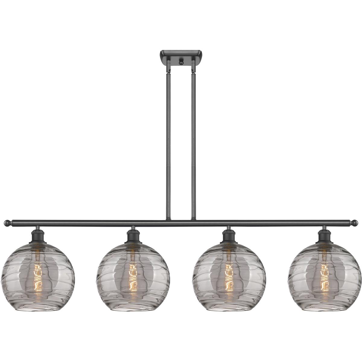 Innovations Lighting 516-4I-BK-G1213-10SM Ballston Athens Deco Swirl 4 Light 48.25 inch Matte Black Stem Hung Island Light Ceiling Light