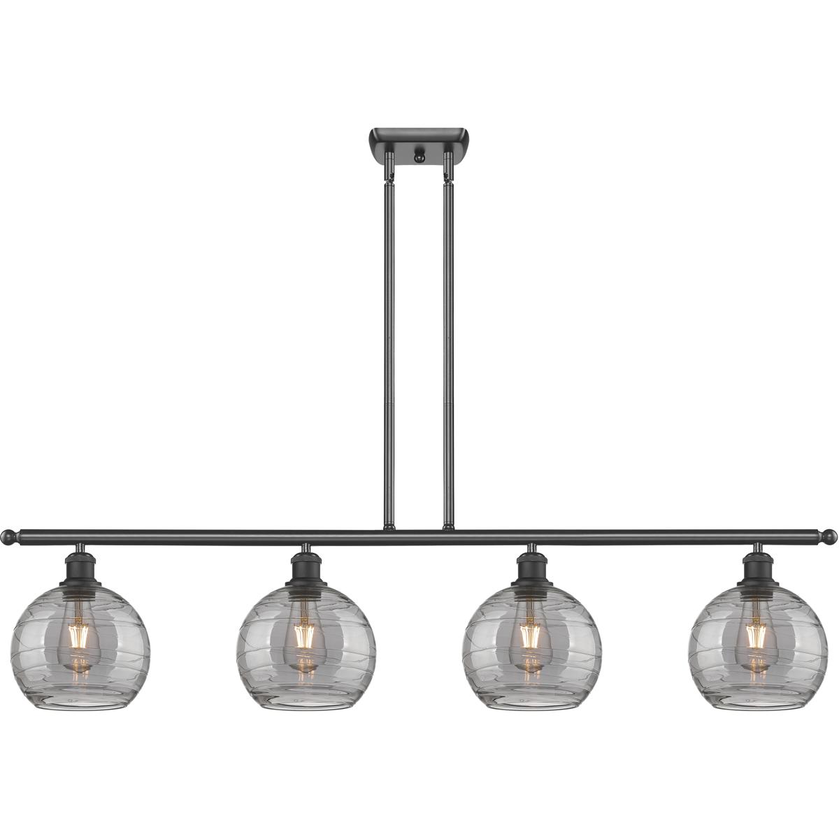 Innovations Lighting 516-4I-BK-G1213-8SM Ballston Athens Deco Swirl 4 Light 48 inch Matte Black Stem Hung Island Light Ceiling Light
