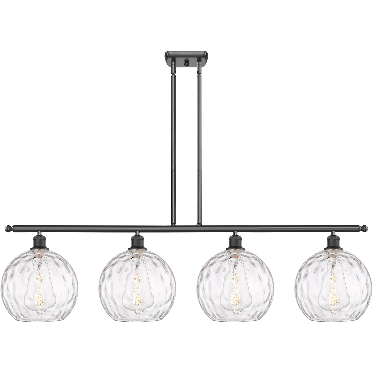 Innovations Lighting 516-4I-BK-G1215-10 Ballston Athens Water Glass 4 Light 48 inch Matte Black Island Light Ceiling Light
