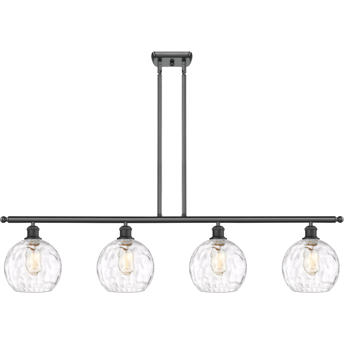 Innovations Lighting 516-4I-BK-G1215-8 Ballston Athens Water Glass 4 Light 48 inch Matte Black Island Light Ceiling Light