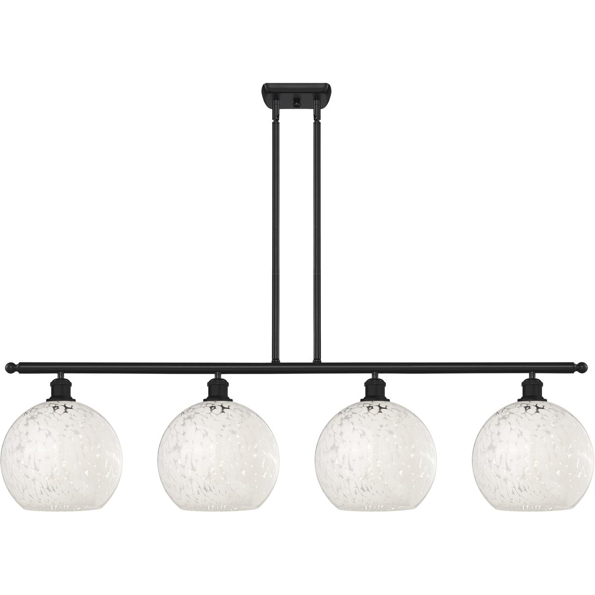 Innovations Lighting 516-4I-BK-G1216-10WM Ballston White Mouchette 4 Light 48.25 inch Matte Black Stem Hung Island Light Ceiling Light