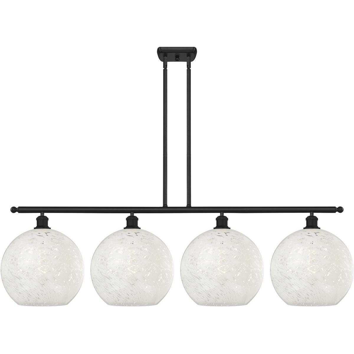 Innovations Lighting 516-4I-BK-G1216-12WM Ballston White Mouchette 4 Light 50.25 inch Matte Black Stem Hung Island Light Ceiling Light