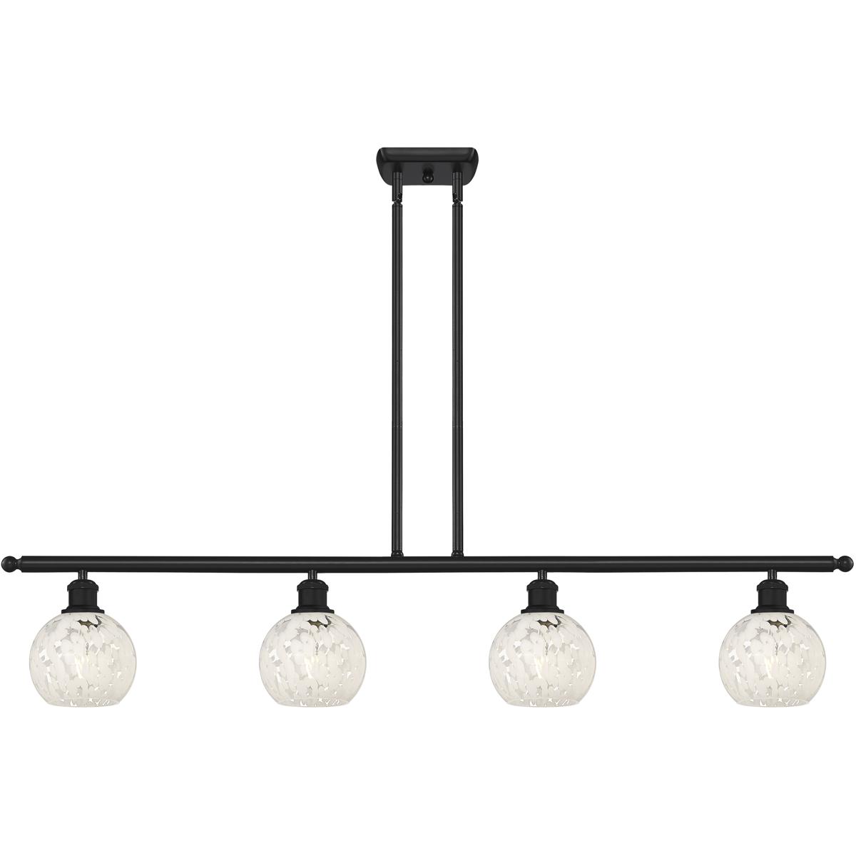 Innovations Lighting 516-4I-BK-G1216-6WM Ballston White Mouchette 4 Light 48 inch Matte Black Stem Hung Island Light Ceiling Light