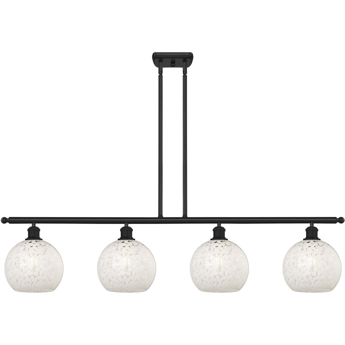 Innovations Lighting 516-4I-BK-G1216-8WM Ballston White Mouchette 4 Light 48 inch Matte Black Stem Hung Island Light Ceiling Light