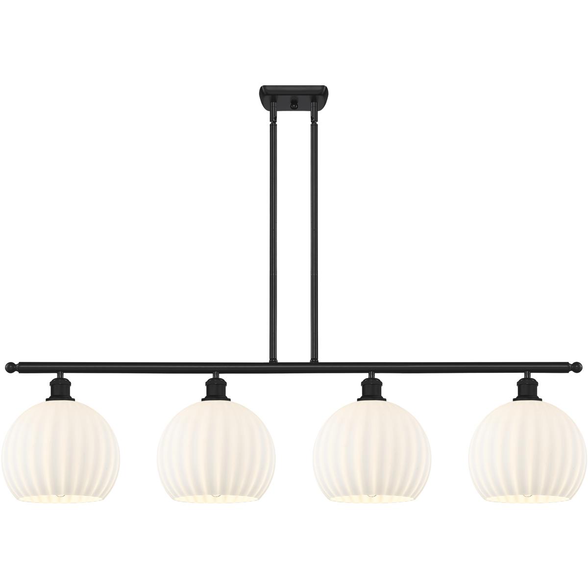 Innovations Lighting 516-4I-BK-G1217-10WV Ballston White Venetian 4 Light 48.25 inch Matte Black Stem Hung Island Light Ceiling Light