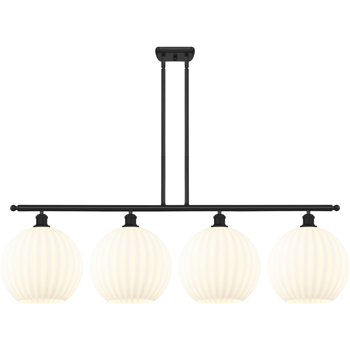 Innovations Lighting 516-4I-BK-G1217-12WV Ballston White Venetian 4 Light 50.25 inch Matte Black Stem Hung Island Light Ceiling Light