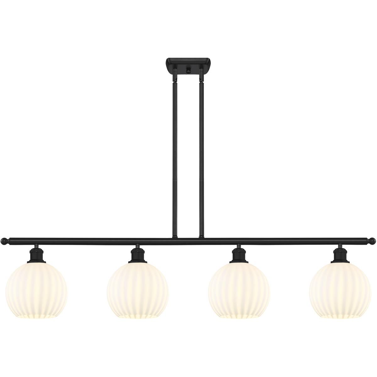 Innovations Lighting 516-4I-BK-G1217-8WV Ballston White Venetian 4 Light 48 inch Matte Black Stem Hung Island Light Ceiling Light
