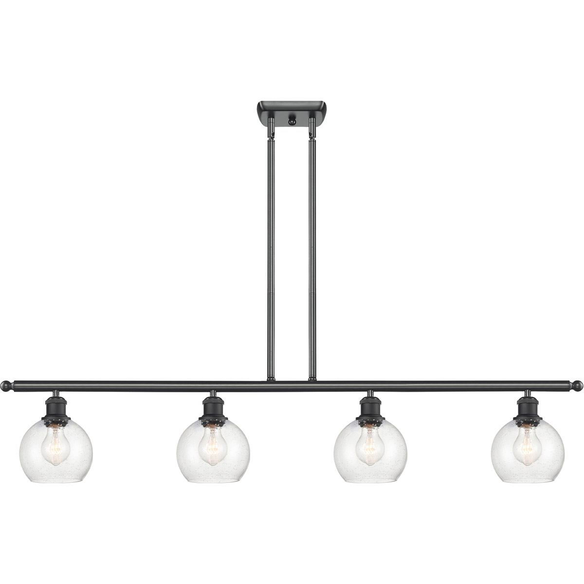 Innovations Lighting 516-4I-BK-G124-6 Ballston Athens 4 Light 48 inch Matte Black Island Light Ceiling Light in Seedy Glass