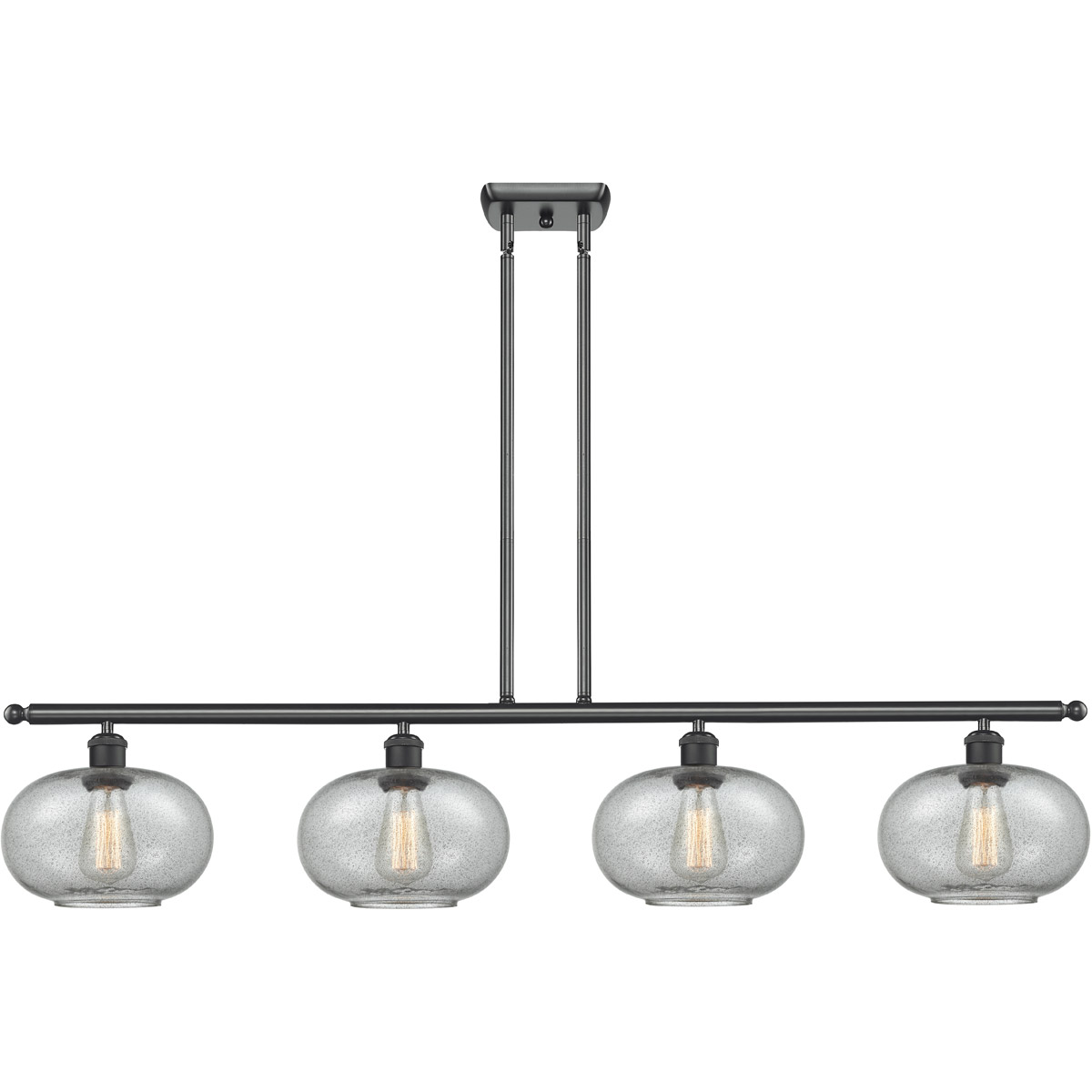 Innovations Lighting 516-4I-BK-G247 Ballston Gorham 4 Light 48 inch Matte Black Island Light Ceiling Light in Charcoal Glass, Ballston