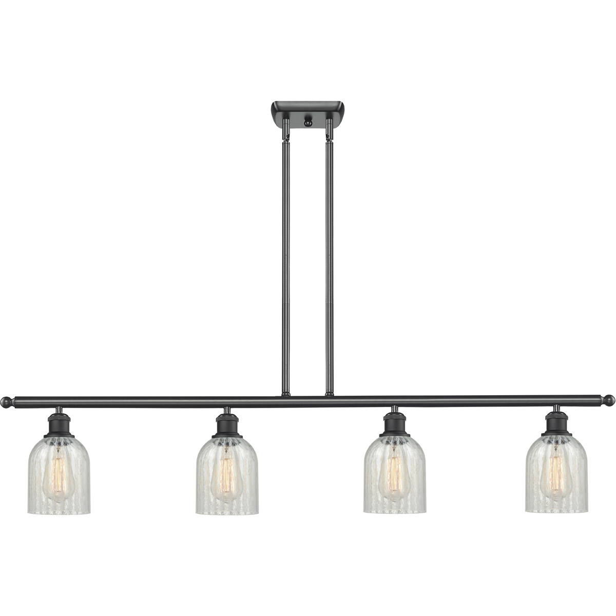 Innovations Lighting 516-4I-BK-G2511 Ballston Caledonia 4 Light 48 inch Matte Black Island Light Ceiling Light in Mouchette Glass, Ballston
