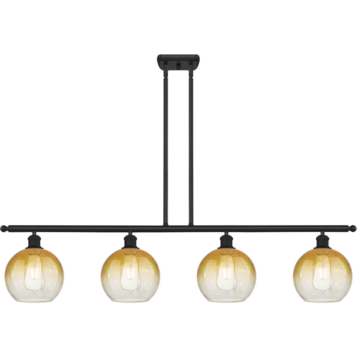 Innovations Lighting 516-4I-BK-G483-8AM Ballston Brookhaven Globe Island Light Ceiling Light in Matte Black, Amber Glass