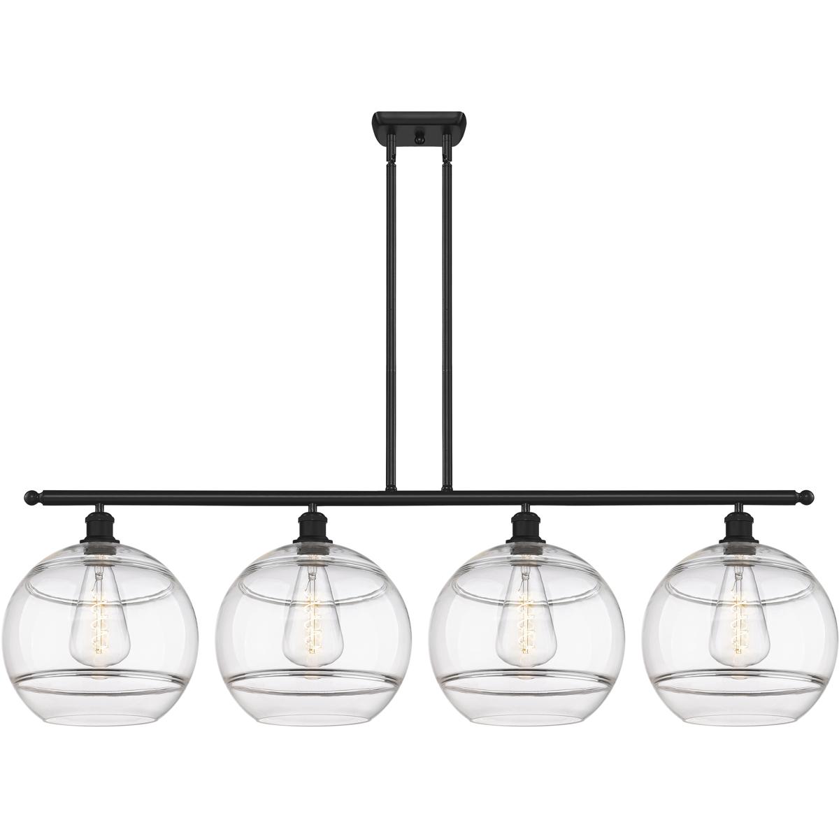 Innovations Lighting 516-4I-BK-G556-12CL Ballston Rochester 4 Light 50.25 inch Matte Black Stem Hung Island Light Ceiling Light