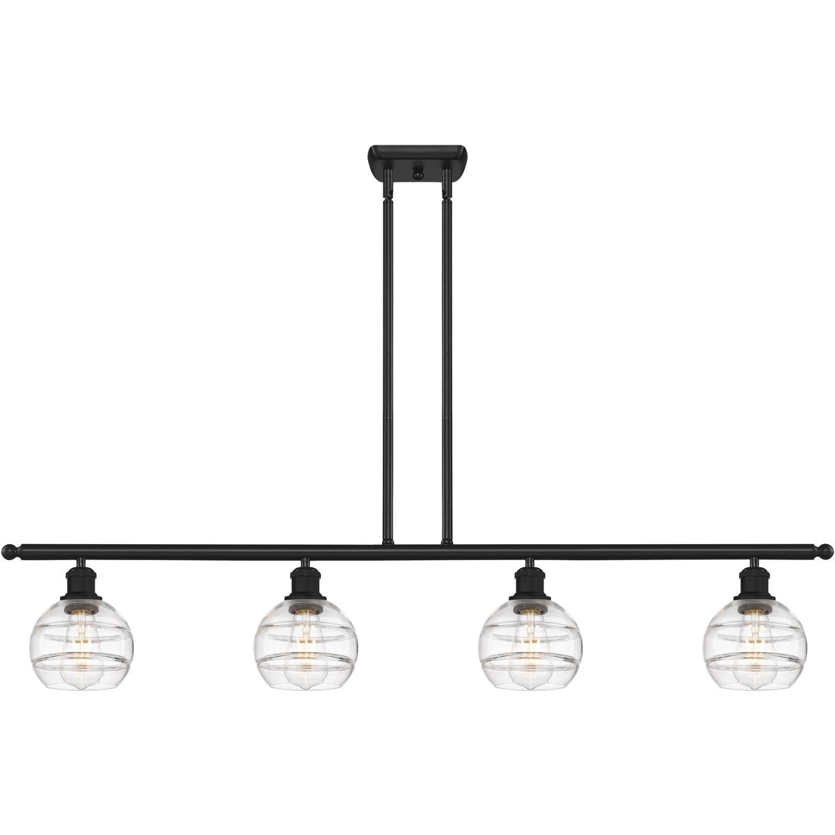 Innovations Lighting 516-4I-BK-G556-6CL Ballston Rochester 4 Light 48 inch Matte Black Stem Hung Island Light Ceiling Light