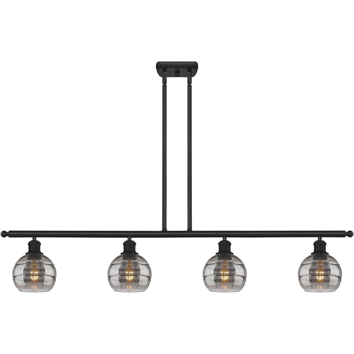 Innovations Lighting 516-4I-BK-G556-6SM Ballston Rochester 4 Light 48 inch Matte Black Stem Hung Island Light Ceiling Light
