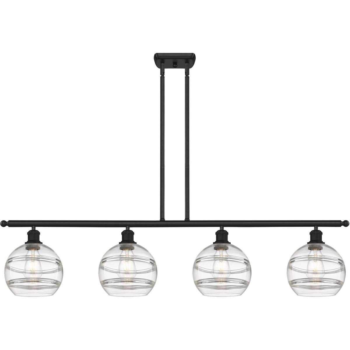 Innovations Lighting 516-4I-BK-G556-8CL Ballston Rochester 4 Light 48 inch Matte Black Stem Hung Island Light Ceiling Light