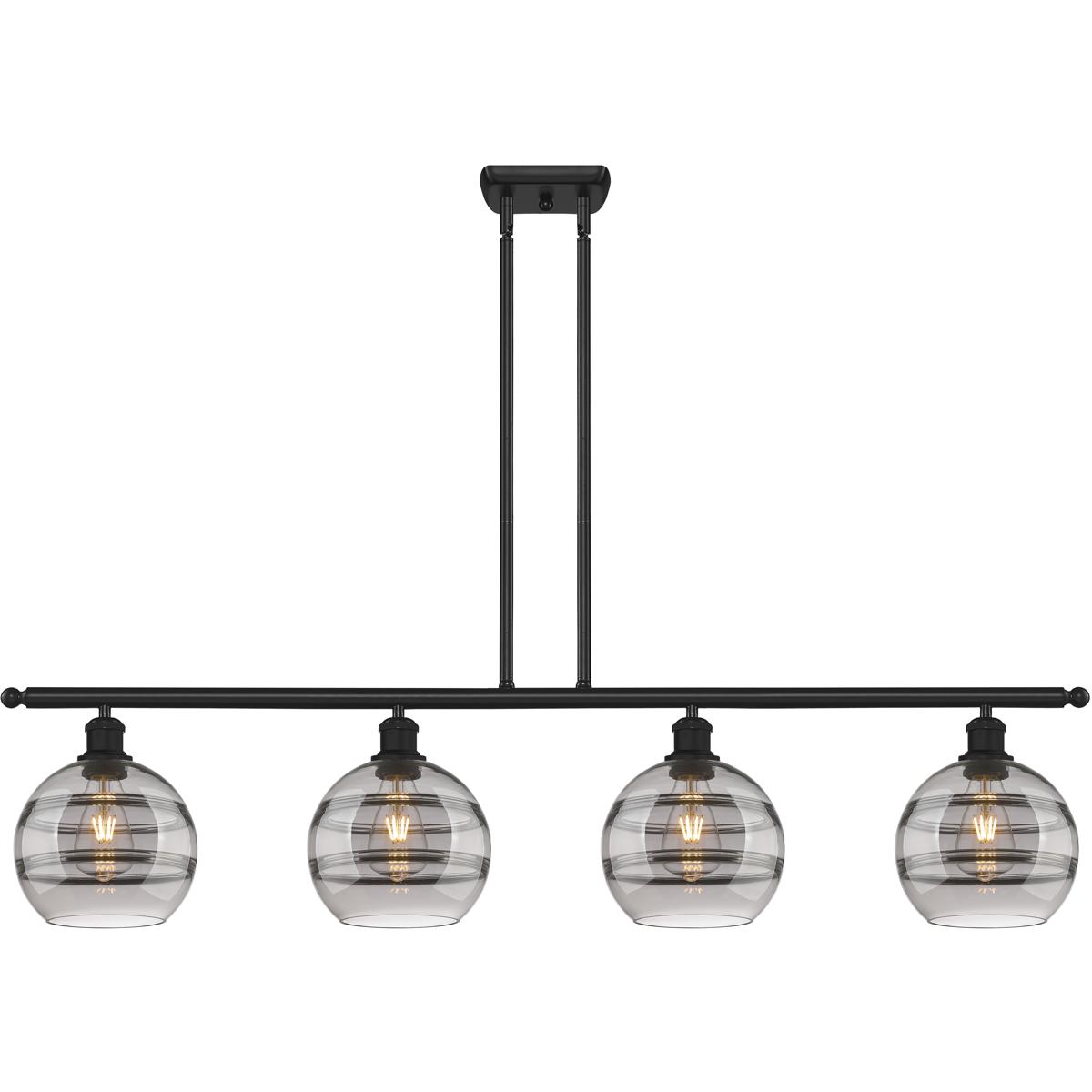 Innovations Lighting 516-4I-BK-G556-8SM Ballston Rochester 4 Light 48 inch Matte Black Stem Hung Island Light Ceiling Light