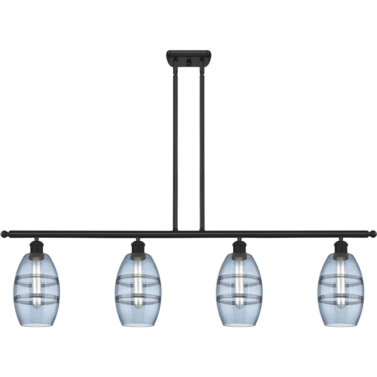 Innovations Lighting 516-4I-BK-G557-6BL Ballston Vaz 4 Light 48 inch Matte Black Stem Hung Island Light Ceiling Light