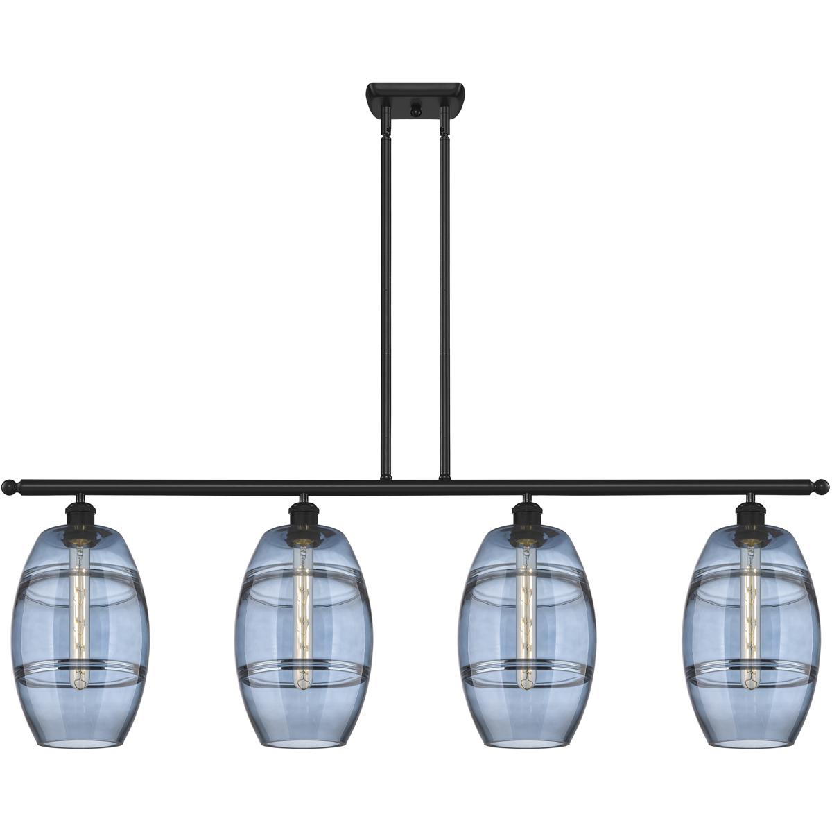 Innovations Lighting 516-4I-BK-G557-8BL Ballston Vaz 4 Light 48 inch Matte Black Stem Hung Island Light Ceiling Light