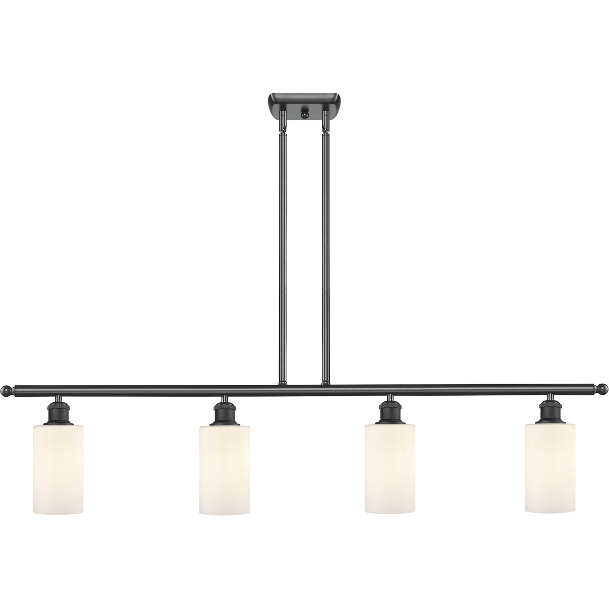Innovations Lighting 516-4I-BK-G801 Ballston Clymer 4 Light 48 inch Matte Black Island Light Ceiling Light in Matte White Glass, Ballston