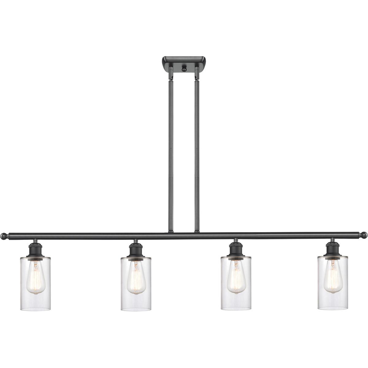 Innovations Lighting 516-4I-BK-G802 Ballston Clymer 4 Light 48 inch Matte Black Island Light Ceiling Light in Clear Glass, Ballston